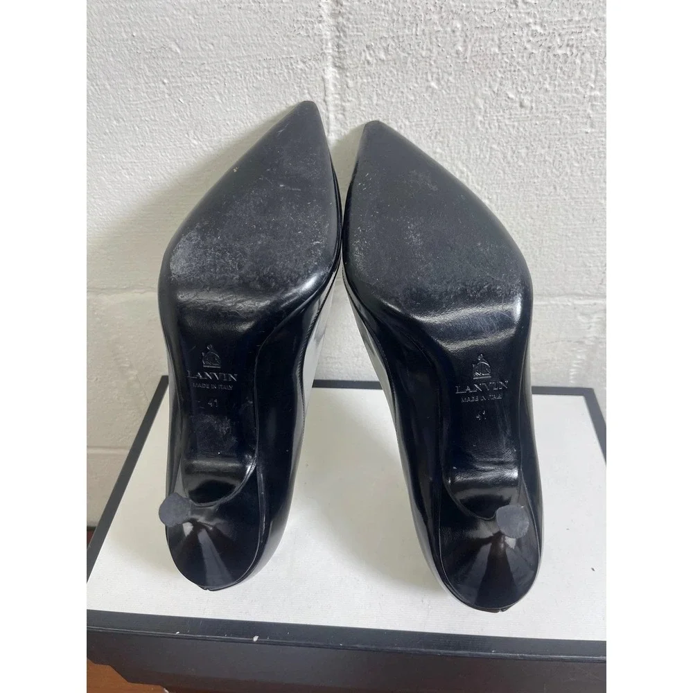 Lanvin Black Silver Pointed Toe Stiletto Pump Heels Womens 41 EU/8 US Italy Made